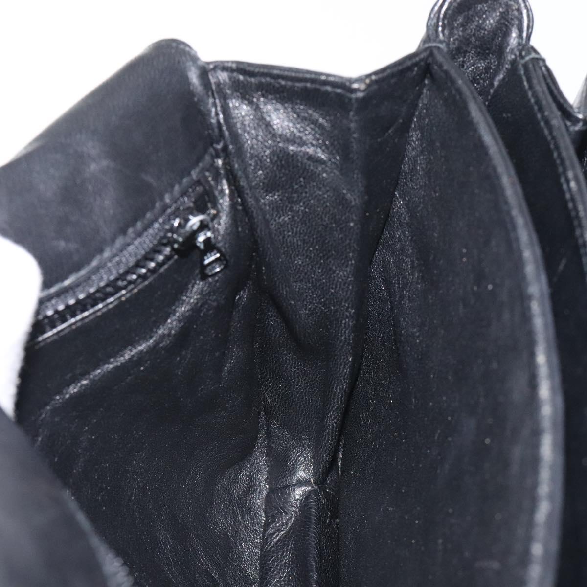 BALLY Chain Shoulder Bag Leather Black Gold Auth 118600