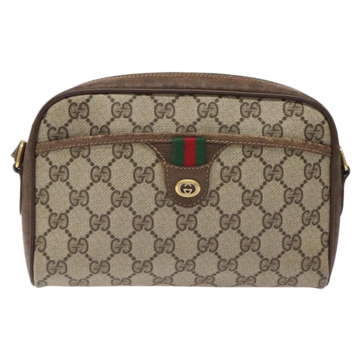 GUCCI GG Supreme Web Sherry Line Shoulder Bag PVC Beige 116 02 089 Auth 118603