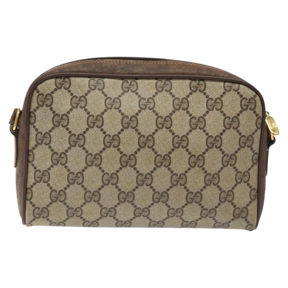 GUCCI GG Supreme Web Sherry Line Shoulder Bag PVC Beige 116 02 089 Auth 118603