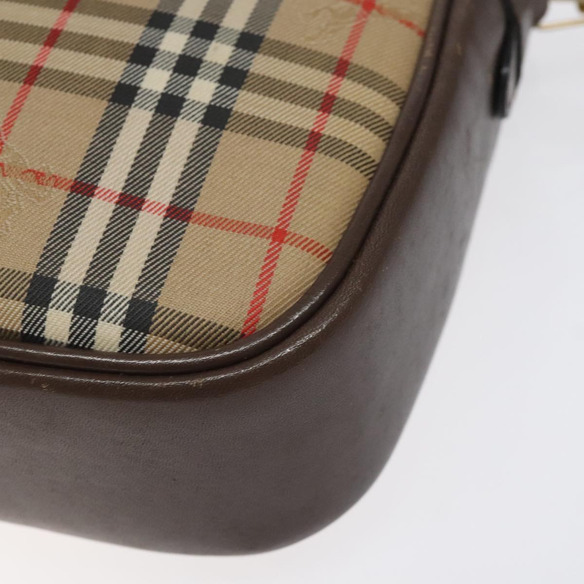 Burberrys Nova Check Shoulder Bag Canvas Beige Gold Auth 118605