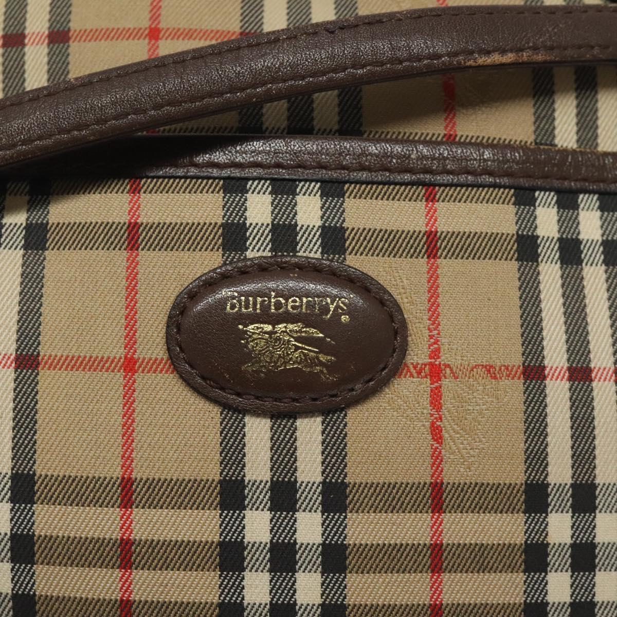 Burberrys Nova Check Shoulder Bag Canvas Beige Gold Auth 118605