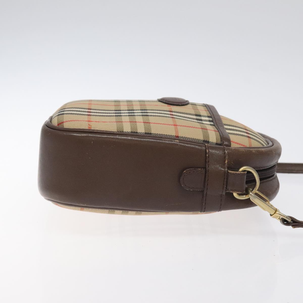 Burberrys Nova Check Shoulder Bag Canvas Beige Gold Auth 118605
