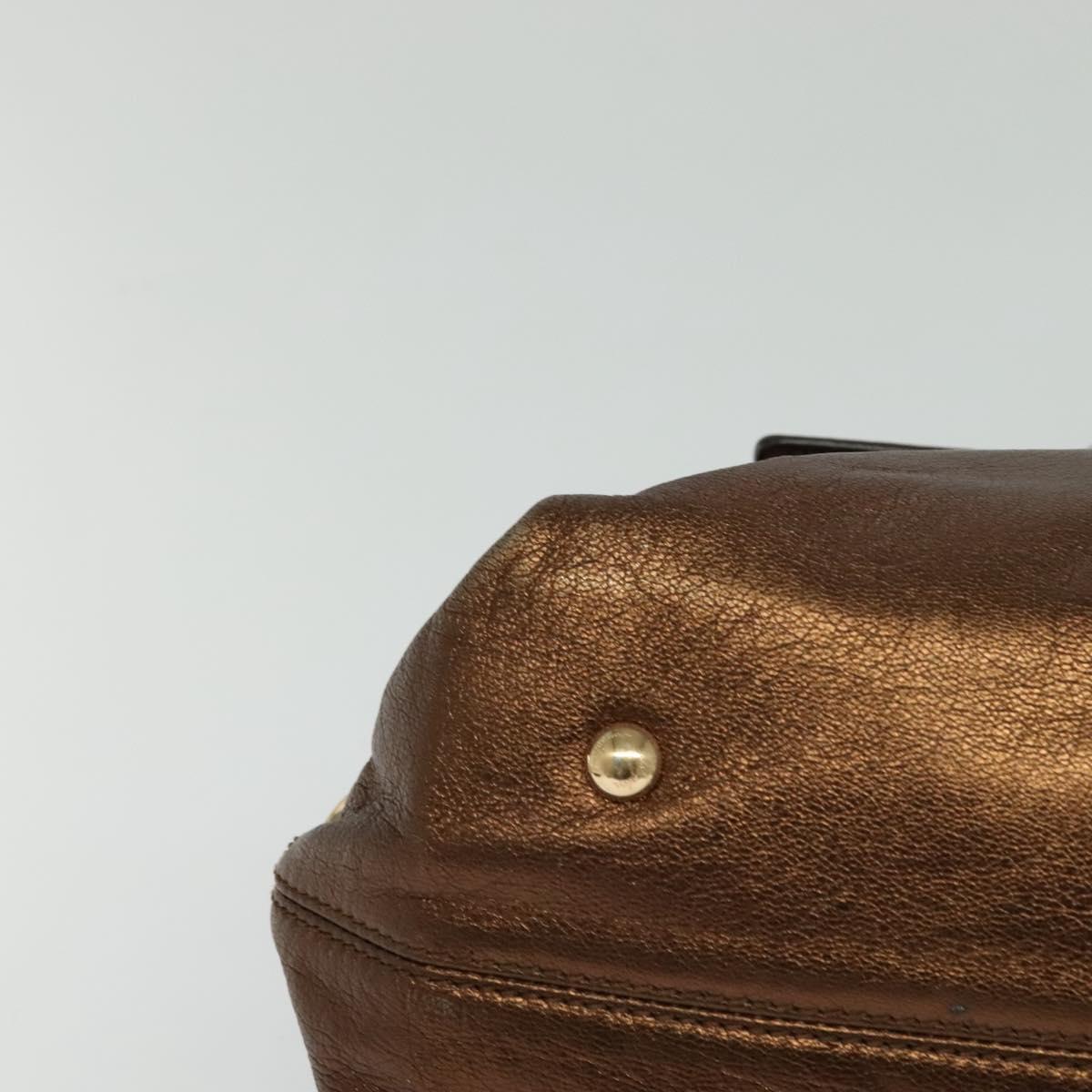Salvatore Ferragamo Gancini Sofia Hand Bag Leather 2way Brown Gold Auth 118607