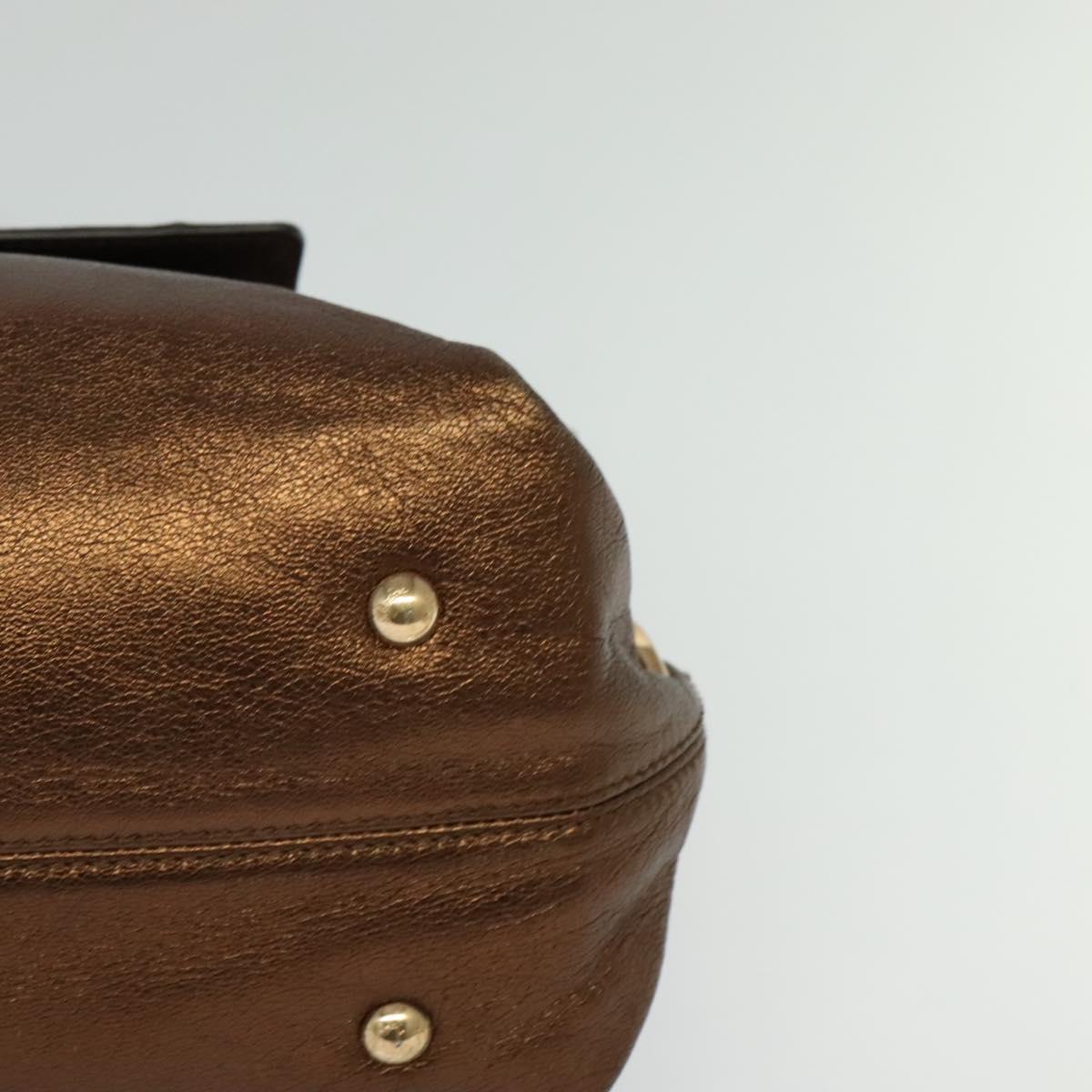 Salvatore Ferragamo Gancini Sofia Hand Bag Leather 2way Brown Gold Auth 118607