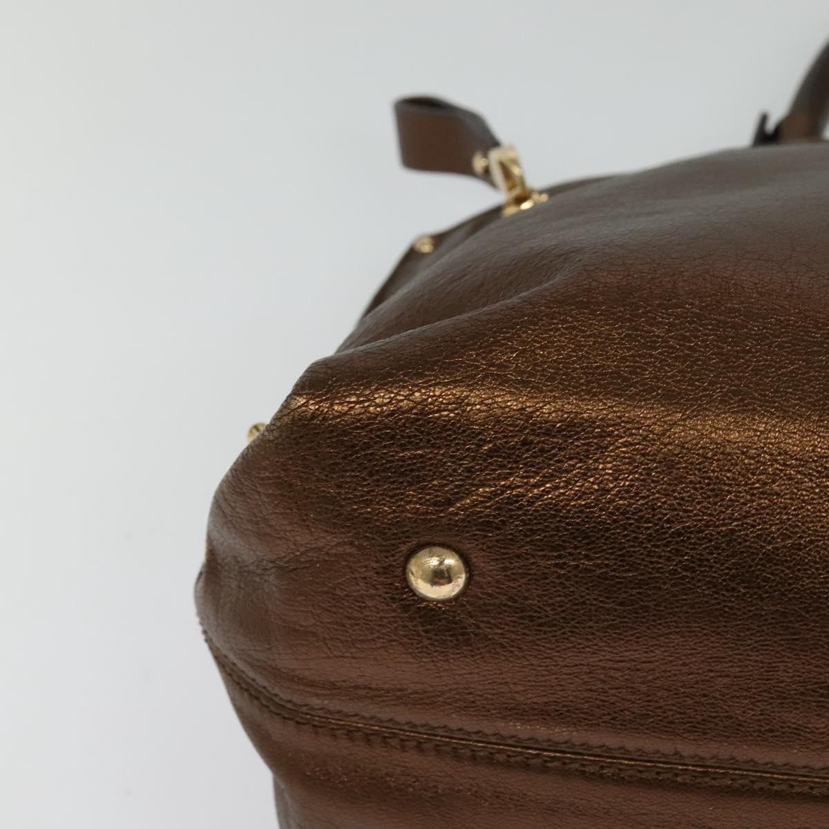 Salvatore Ferragamo Gancini Sofia Hand Bag Leather 2way Brown Gold Auth 118607