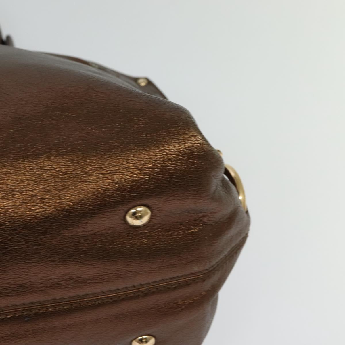 Salvatore Ferragamo Gancini Sofia Hand Bag Leather 2way Brown Gold Auth 118607