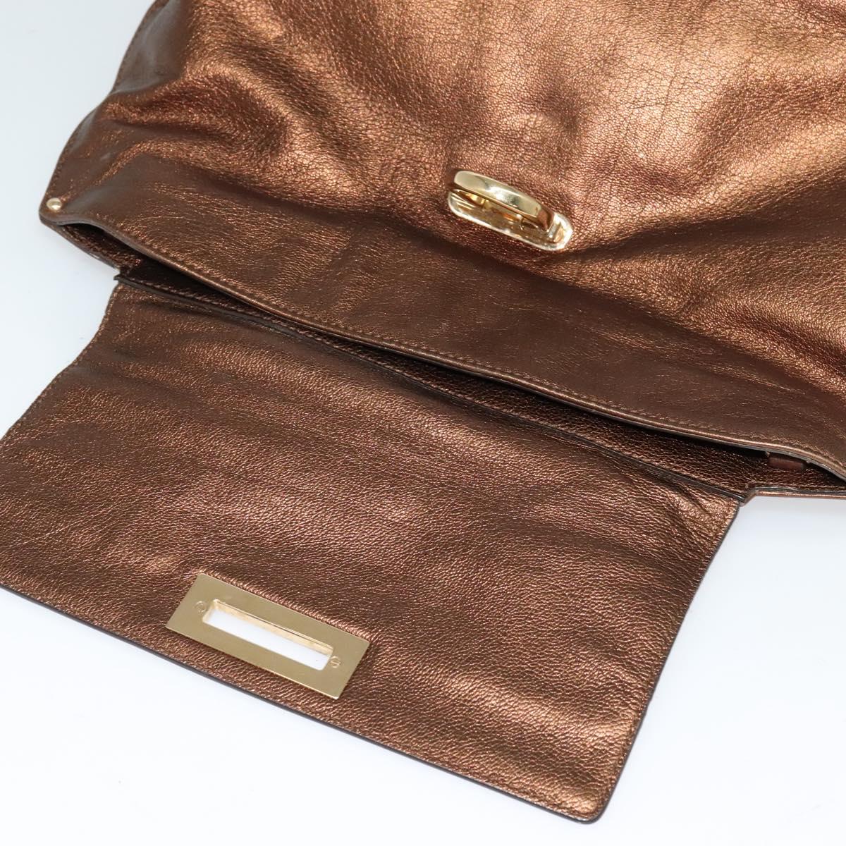 Salvatore Ferragamo Gancini Sofia Hand Bag Leather 2way Brown Gold Auth 118607