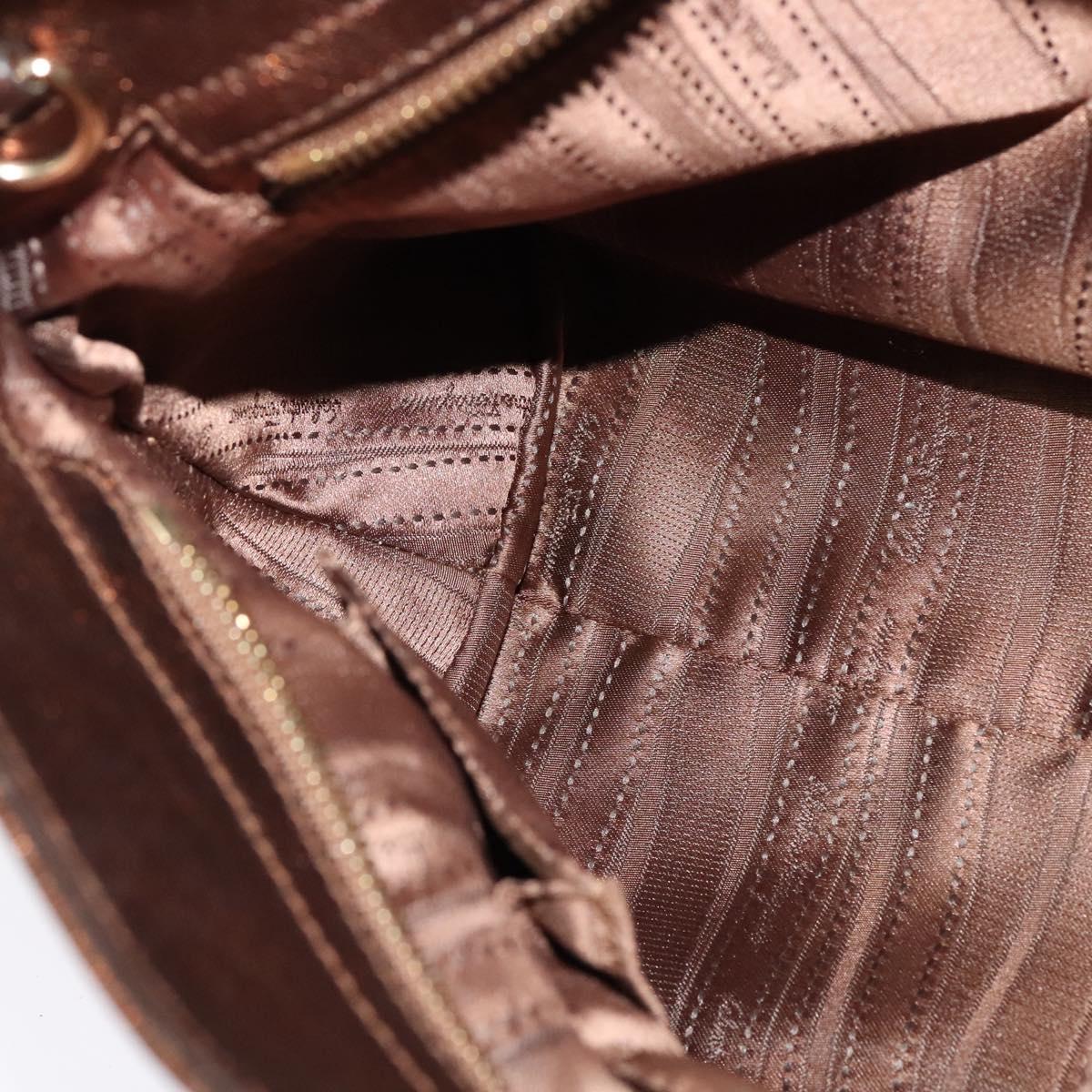 Salvatore Ferragamo Gancini Sofia Hand Bag Leather 2way Brown Gold Auth 118607