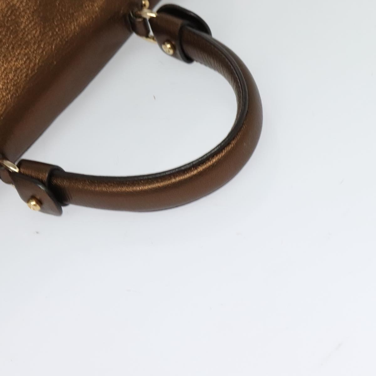 Salvatore Ferragamo Gancini Sofia Hand Bag Leather 2way Brown Gold Auth 118607