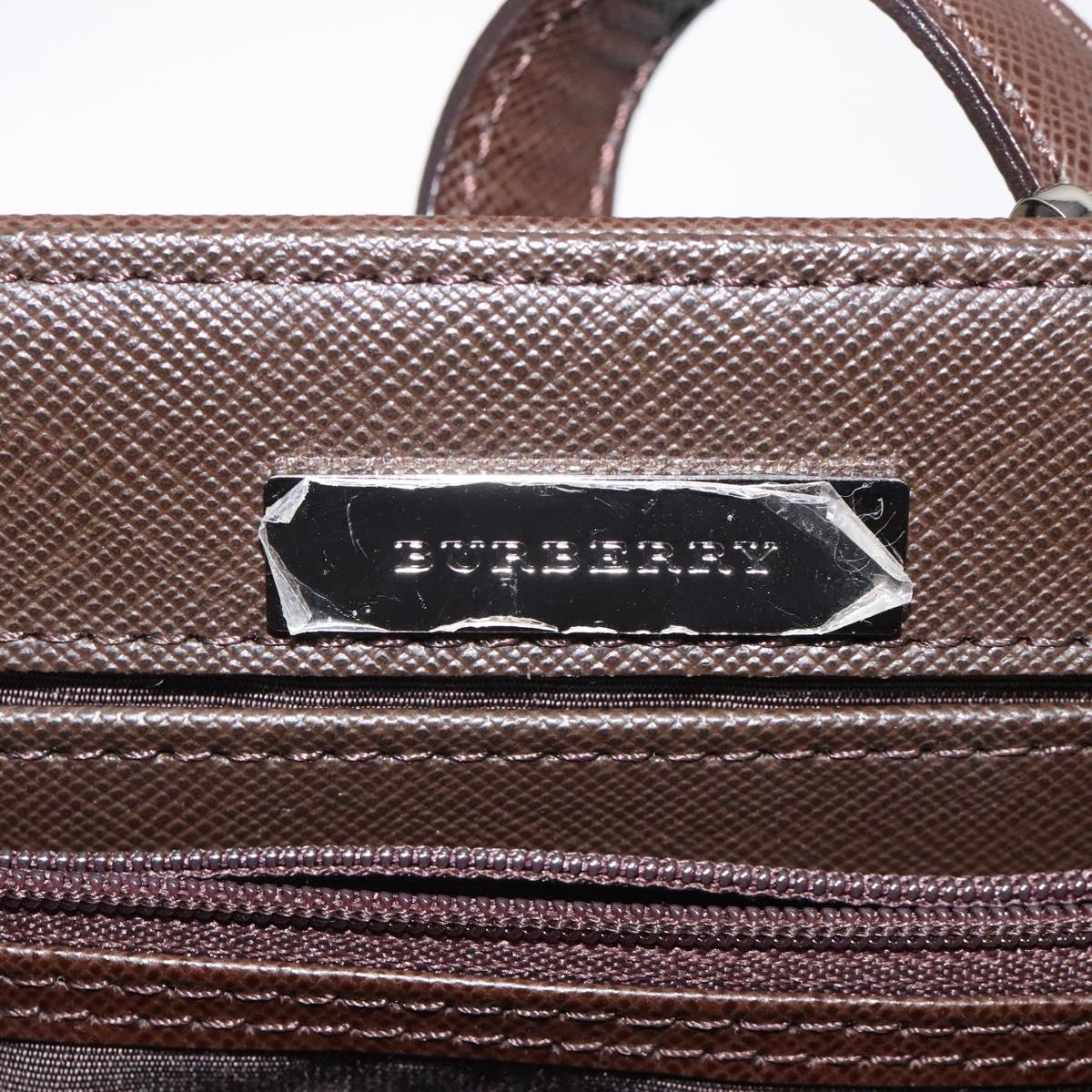 BURBERRY Nova Check Hand Bag Canvas Beige Silver Auth 118612