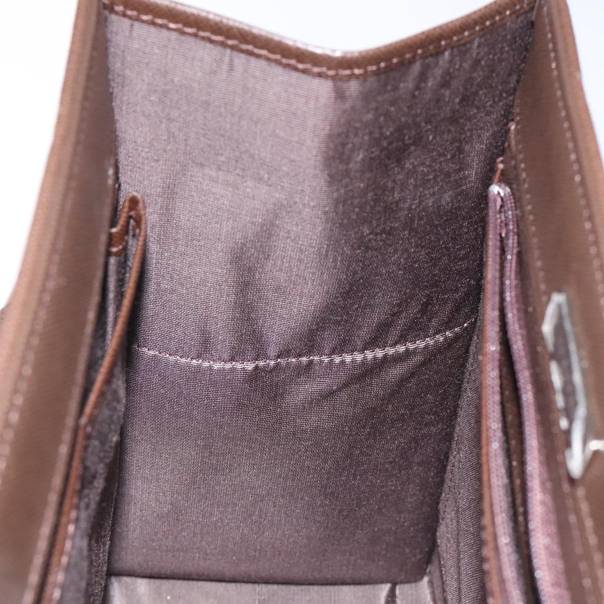 BURBERRY Nova Check Hand Bag Canvas Beige Silver Auth 118612