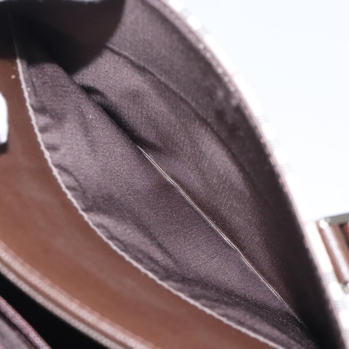 BURBERRY Nova Check Hand Bag Canvas Beige Silver Auth 118612