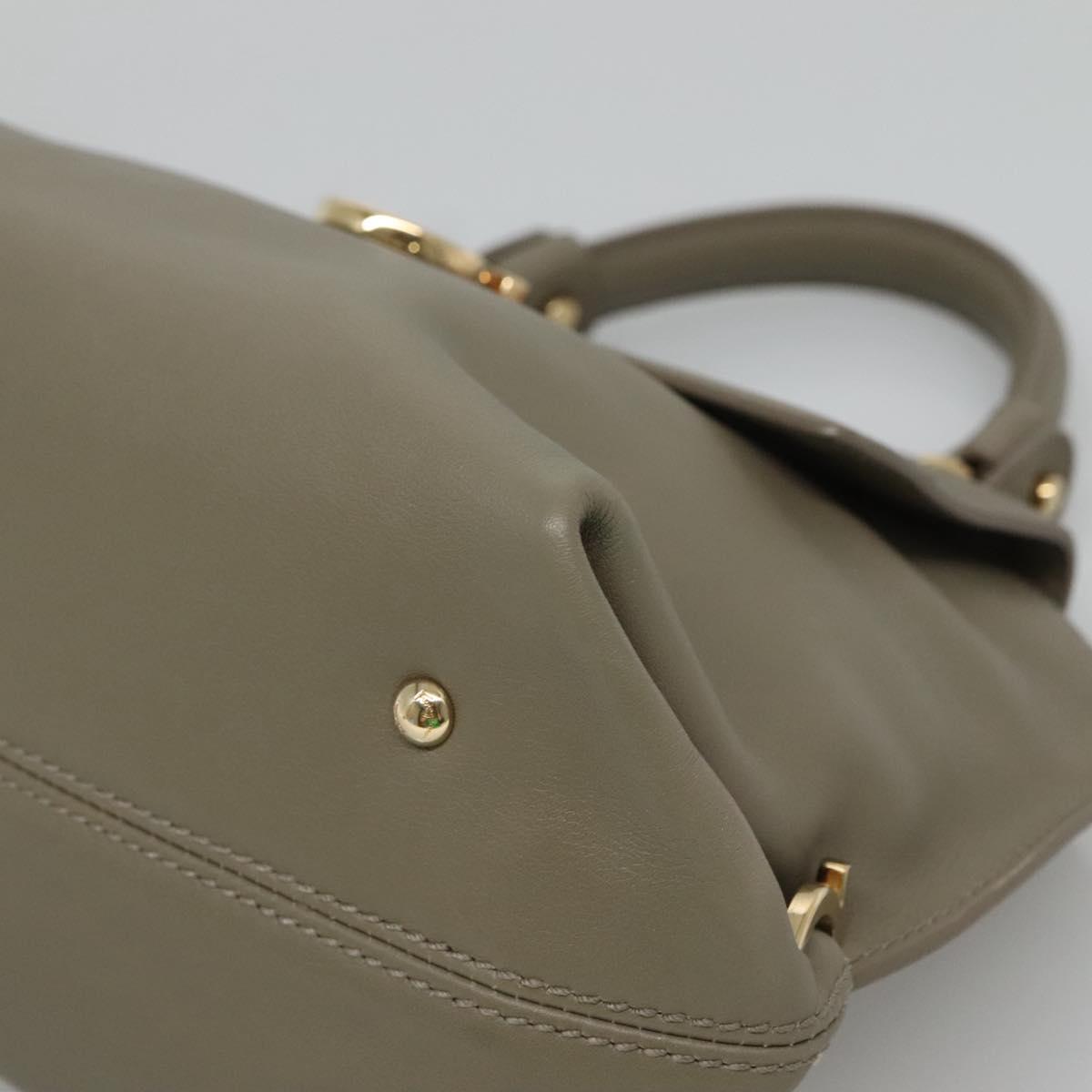 Salvatore Ferragamo Gancini Sofia Hand Bag Leather 2way Gray Gold Auth 118615