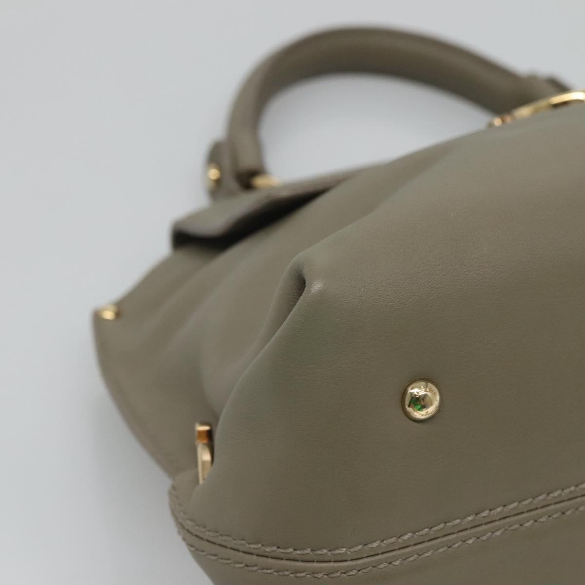 Salvatore Ferragamo Gancini Sofia Hand Bag Leather 2way Gray Gold Auth 118615