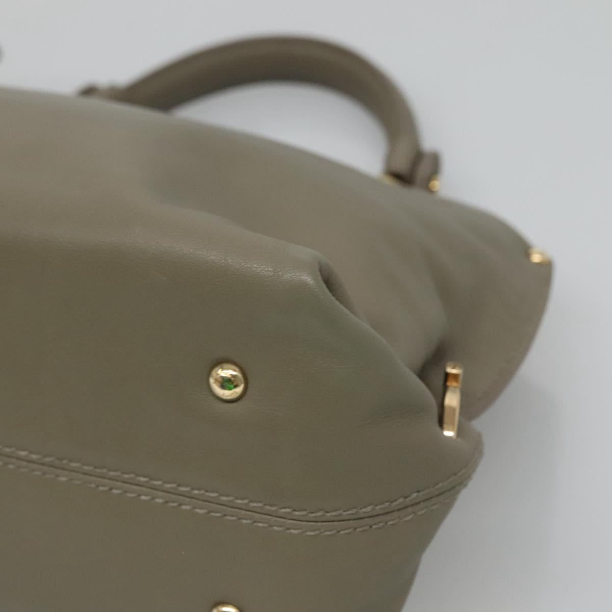 Salvatore Ferragamo Gancini Sofia Hand Bag Leather 2way Gray Gold Auth 118615