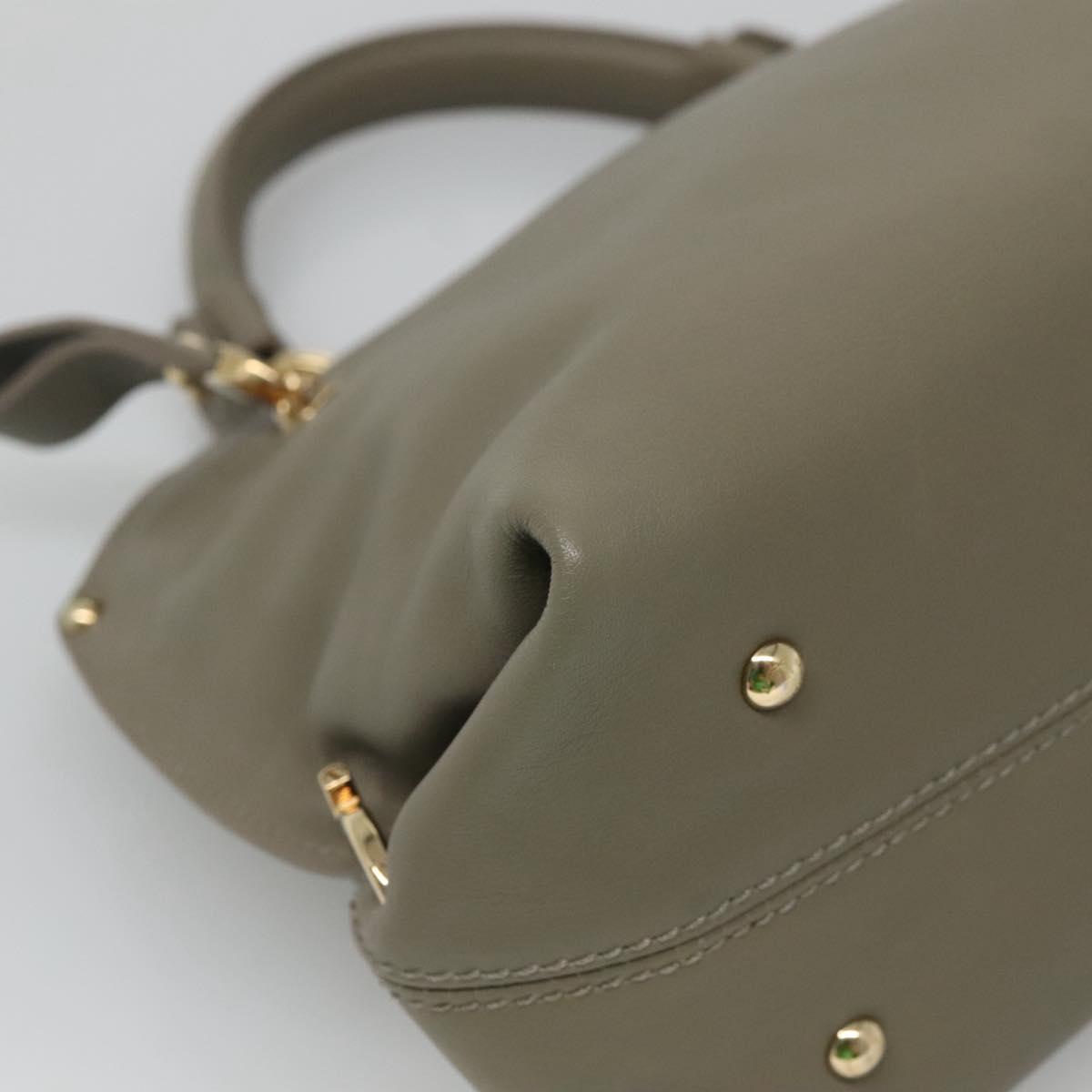 Salvatore Ferragamo Gancini Sofia Hand Bag Leather 2way Gray Gold Auth 118615