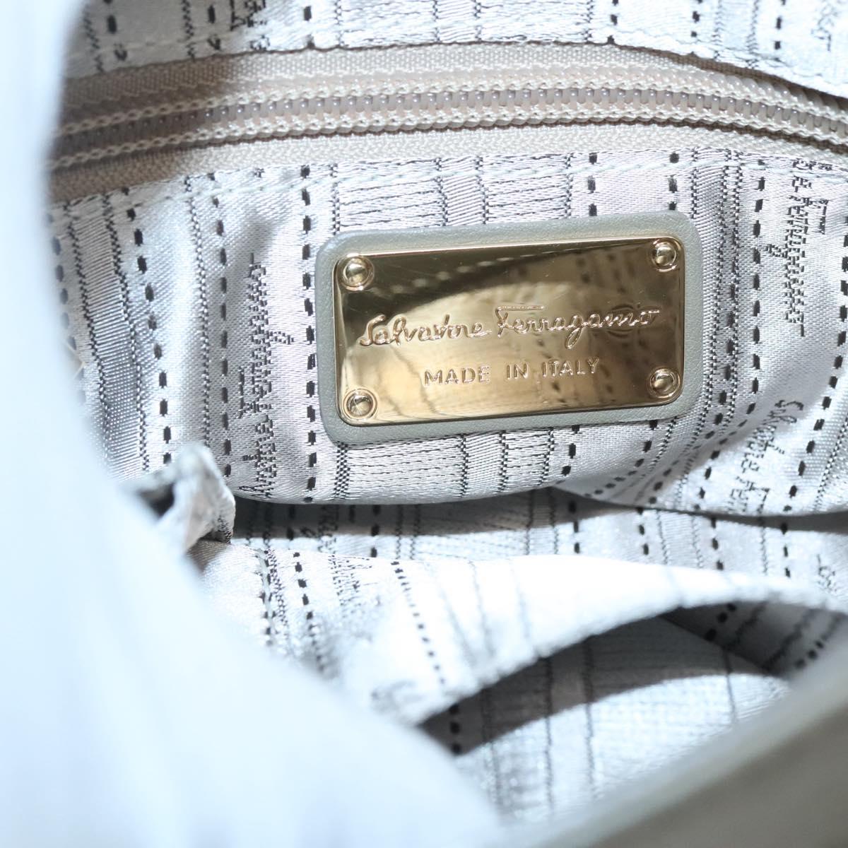 Salvatore Ferragamo Gancini Sofia Hand Bag Leather 2way Gray Gold Auth 118615