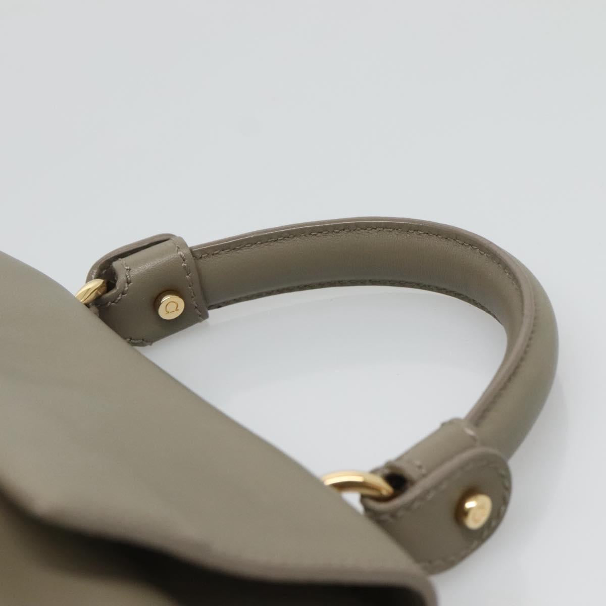 Salvatore Ferragamo Gancini Sofia Hand Bag Leather 2way Gray Gold Auth 118615