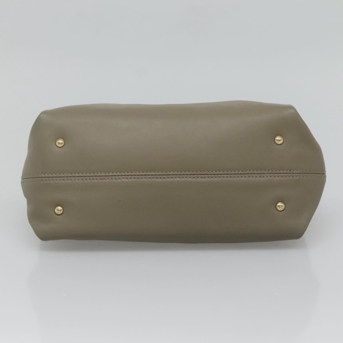Salvatore Ferragamo Gancini Sofia Hand Bag Leather 2way Gray Gold Auth 118615