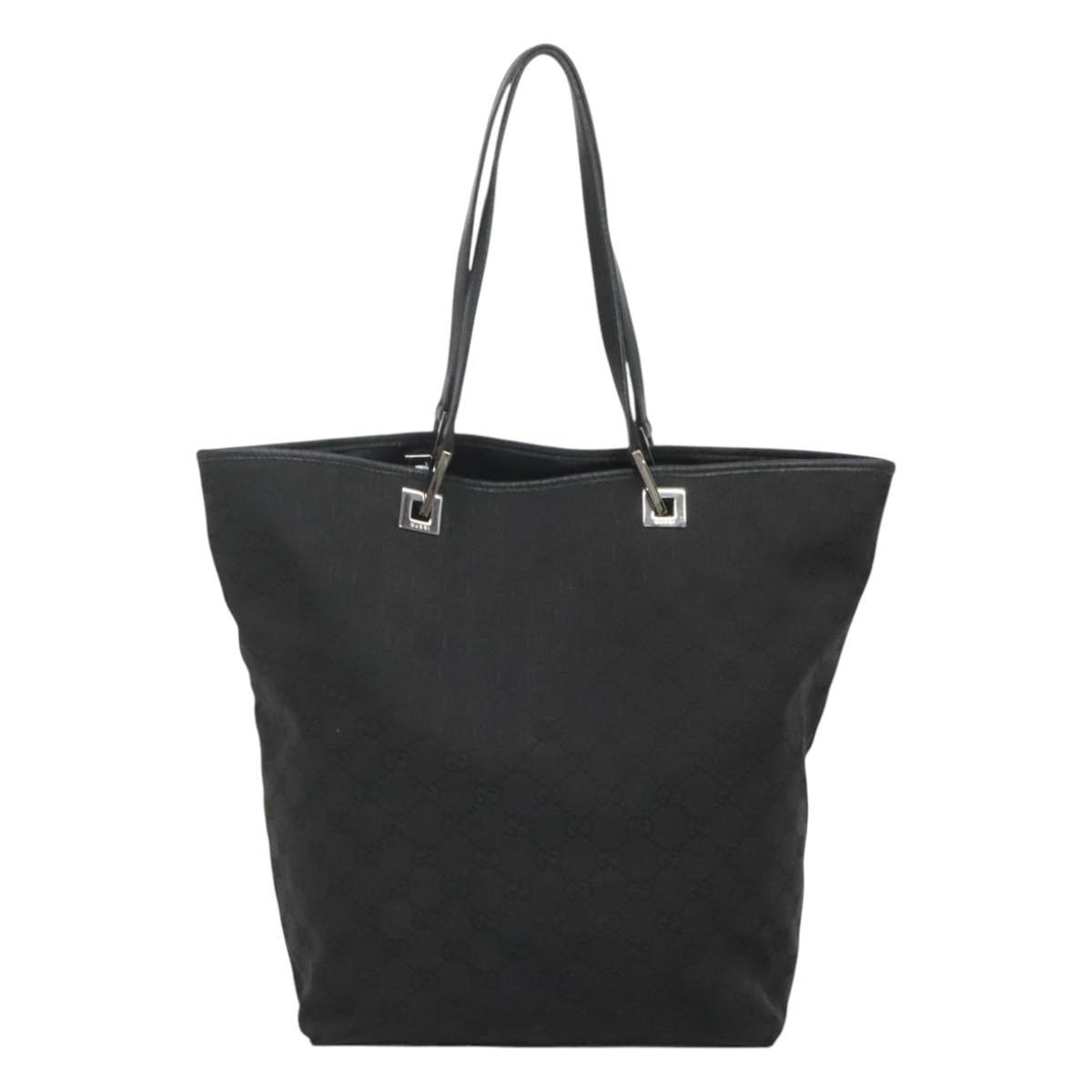 GUCCI GG Canvas Tote Bag Black Silver 31243 Auth 118617
