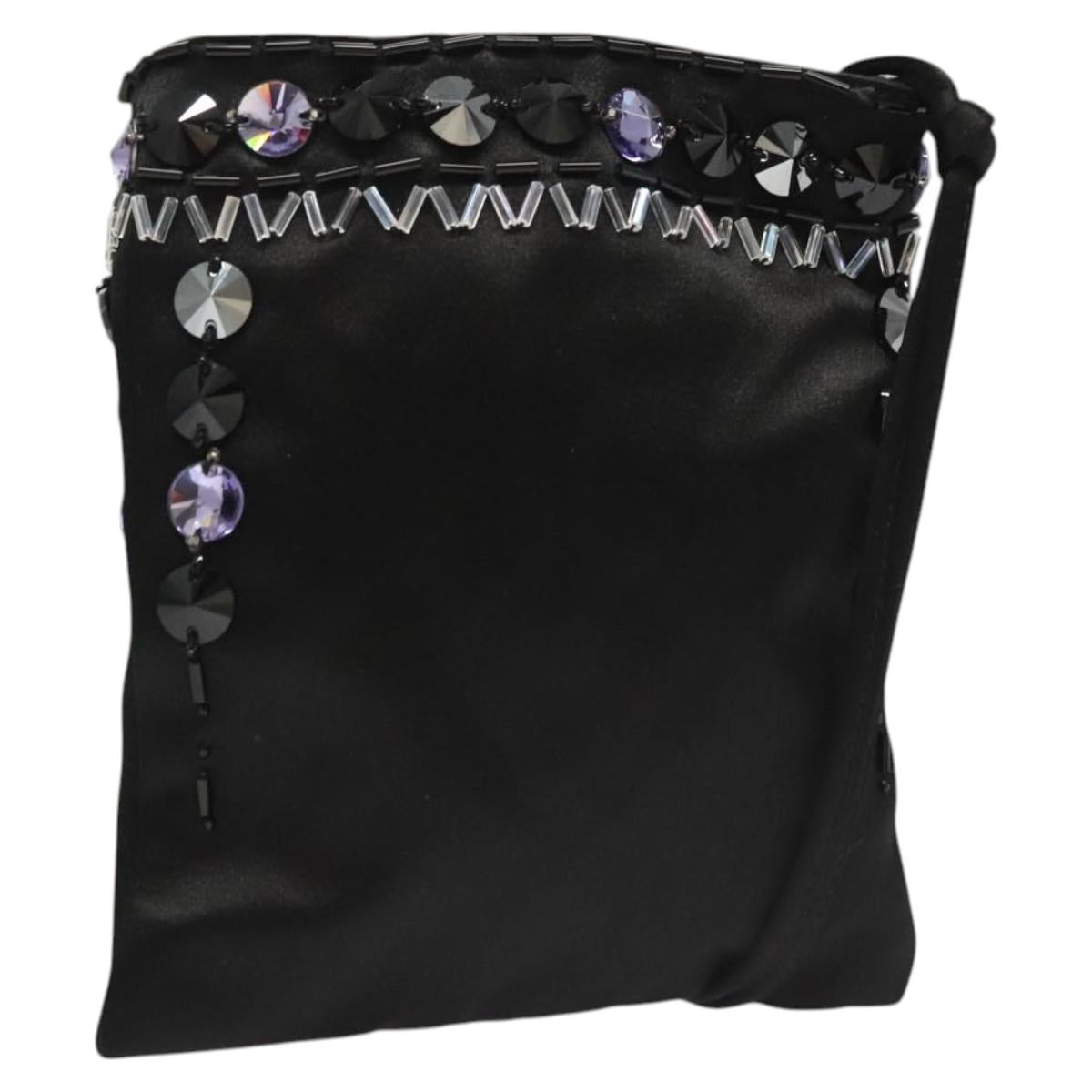 PRADA Shoulder Bag Nylon Black Silver Auth 118631