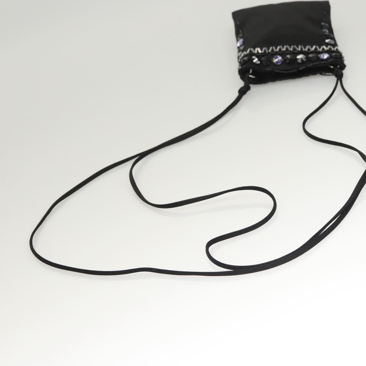 PRADA Shoulder Bag Nylon Black Silver Auth 118631