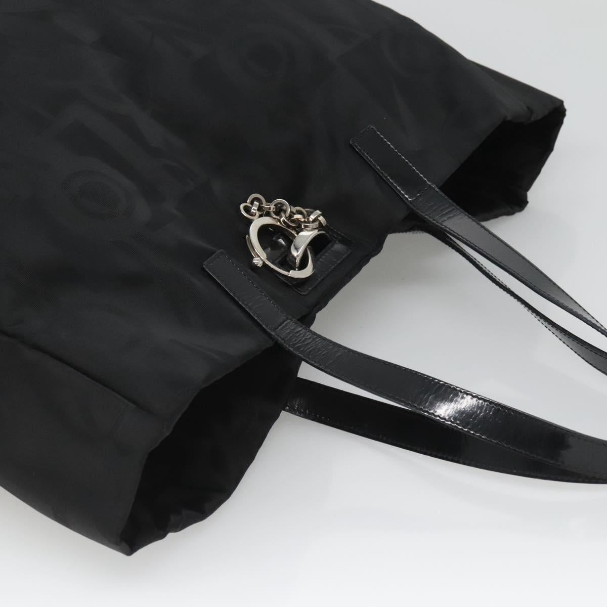 Salvatore Ferragamo Tote Bag Nylon Black Silver Auth 118636