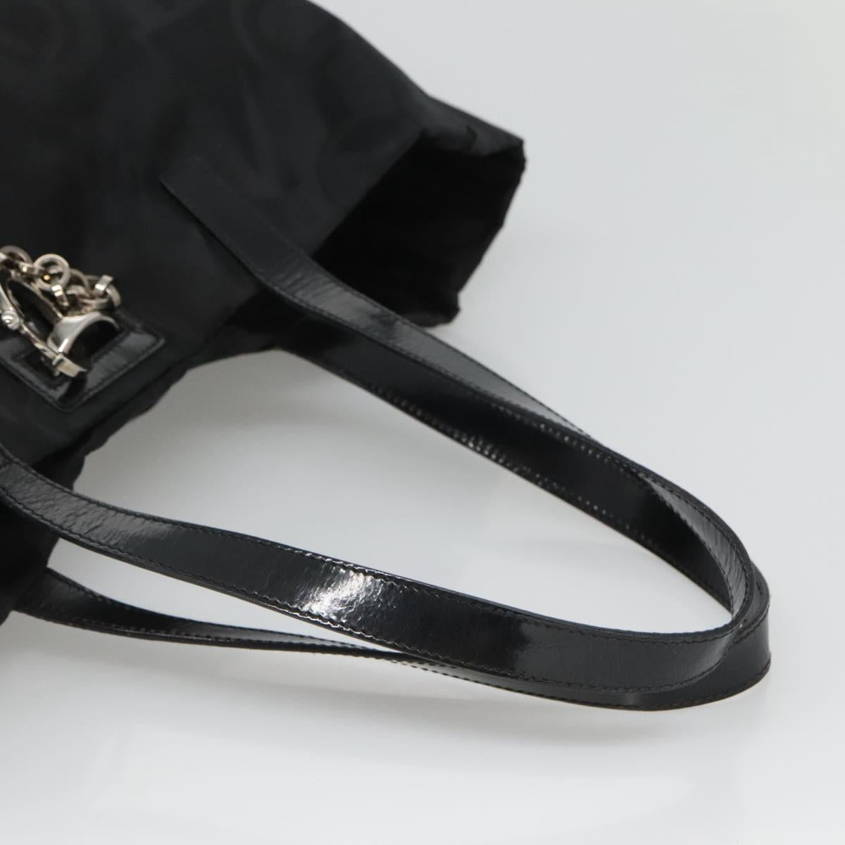 Salvatore Ferragamo Tote Bag Nylon Black Silver Auth 118636