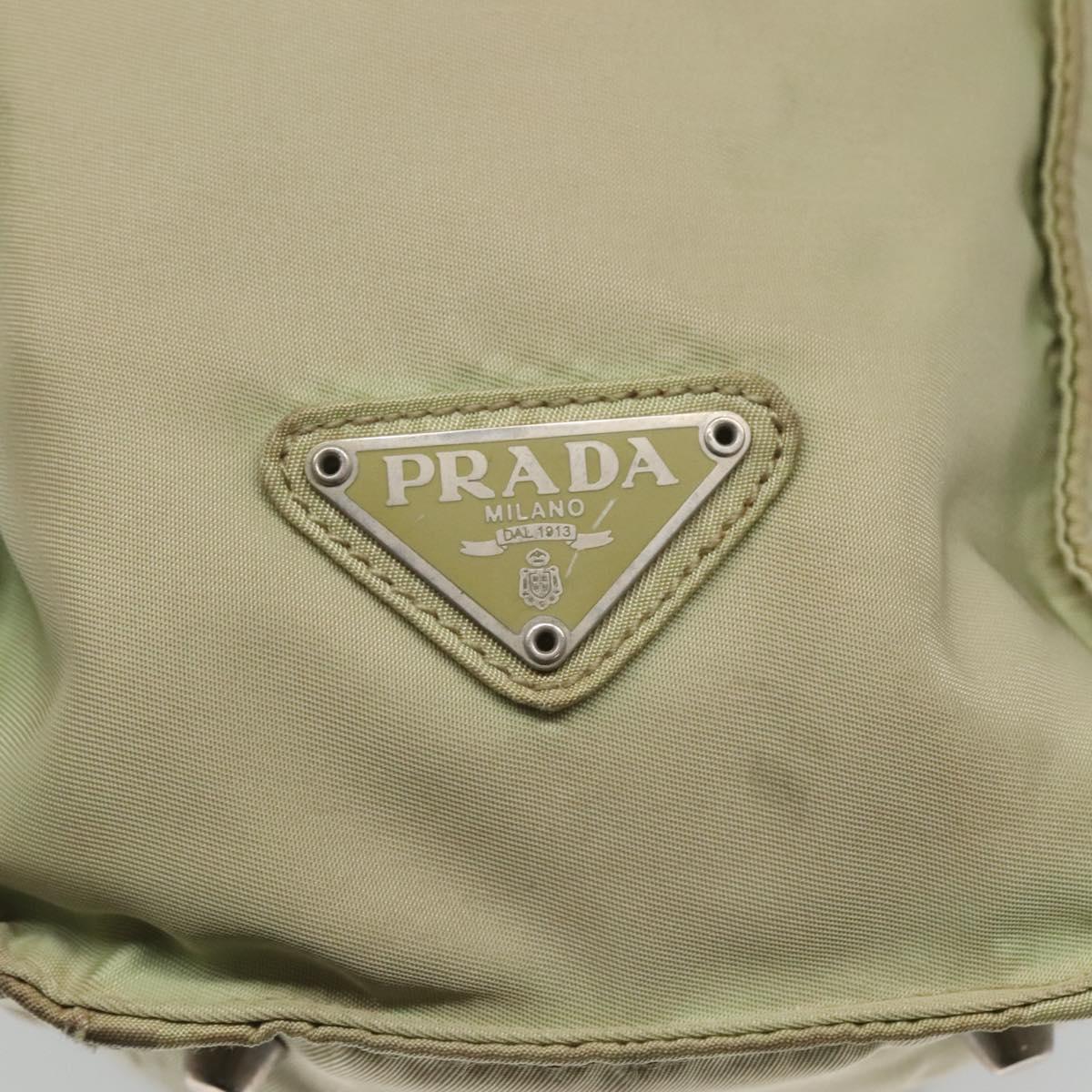 PRADA Tote Bag Nylon Khaki Silver Auth 118637