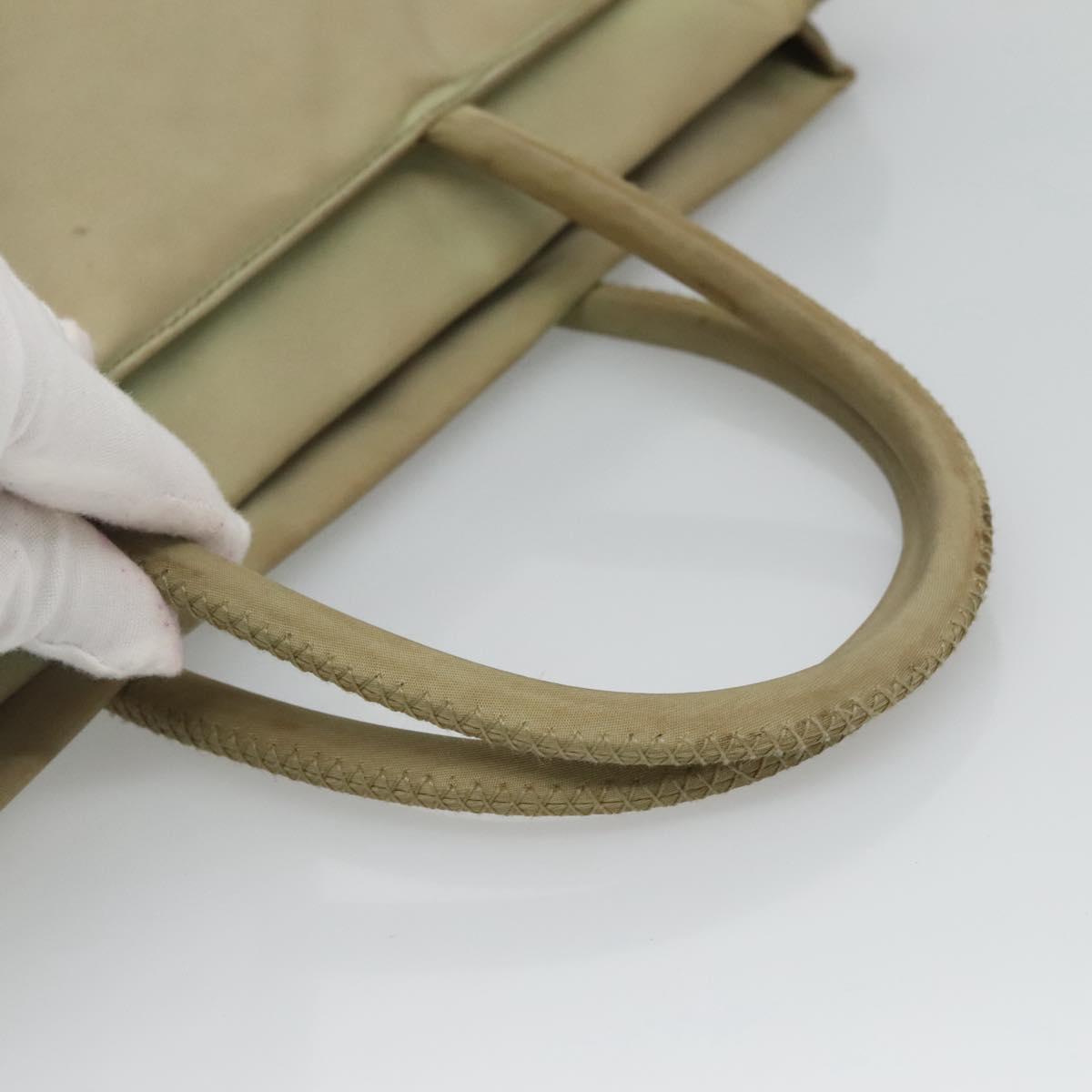 PRADA Tote Bag Nylon Khaki Silver Auth 118637