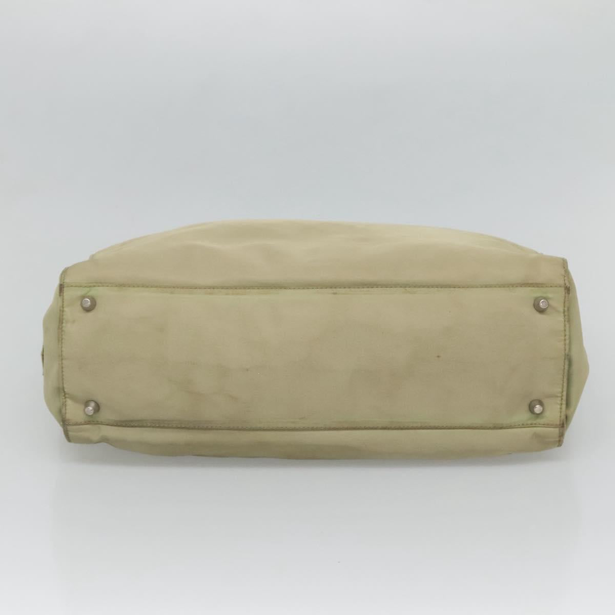 PRADA Tote Bag Nylon Khaki Silver Auth 118637