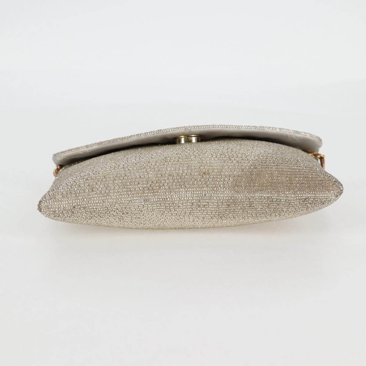 Christian Dior Shoulder Bag beads Silver Auth 118639V