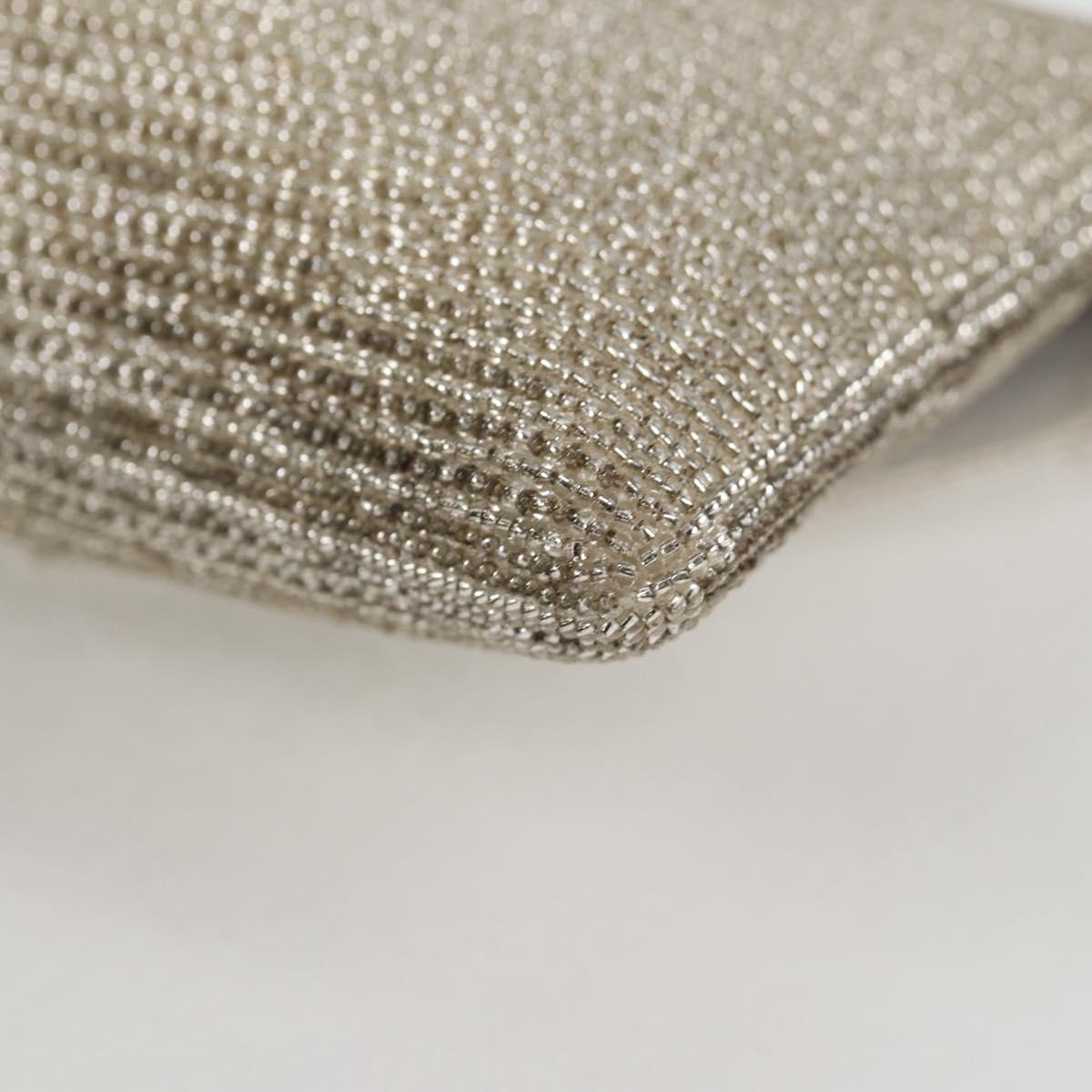 Christian Dior Shoulder Bag beads Silver Auth 118639V