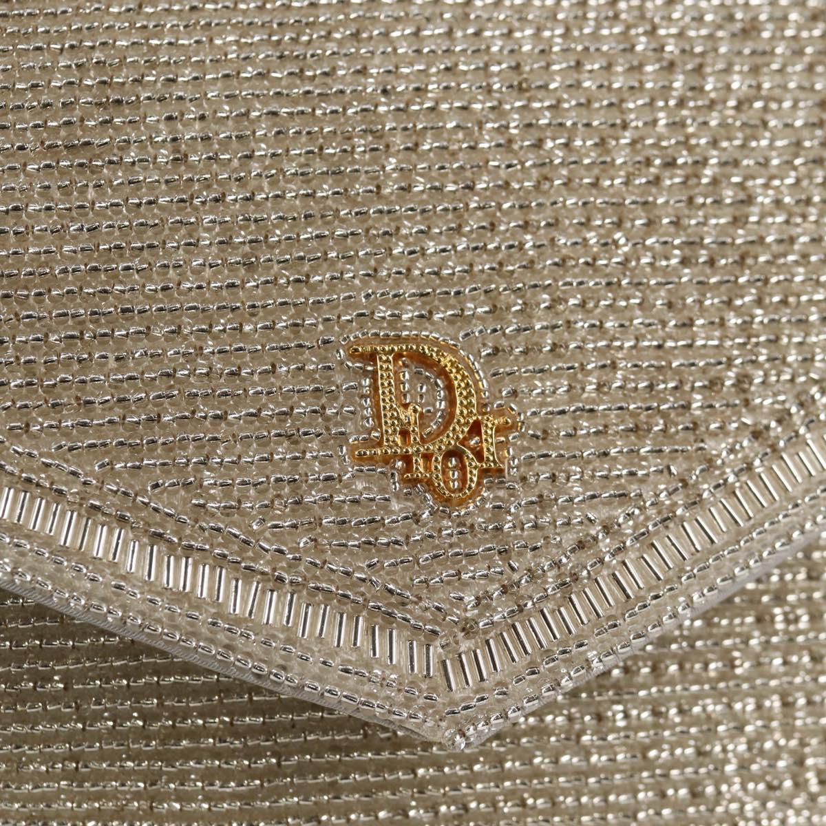 Christian Dior Shoulder Bag beads Silver Auth 118639V