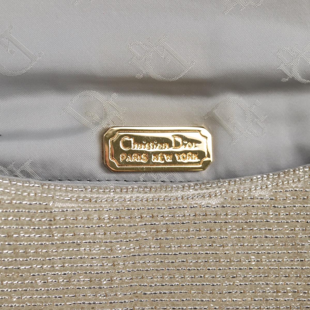 Christian Dior Shoulder Bag beads Silver Auth 118639V