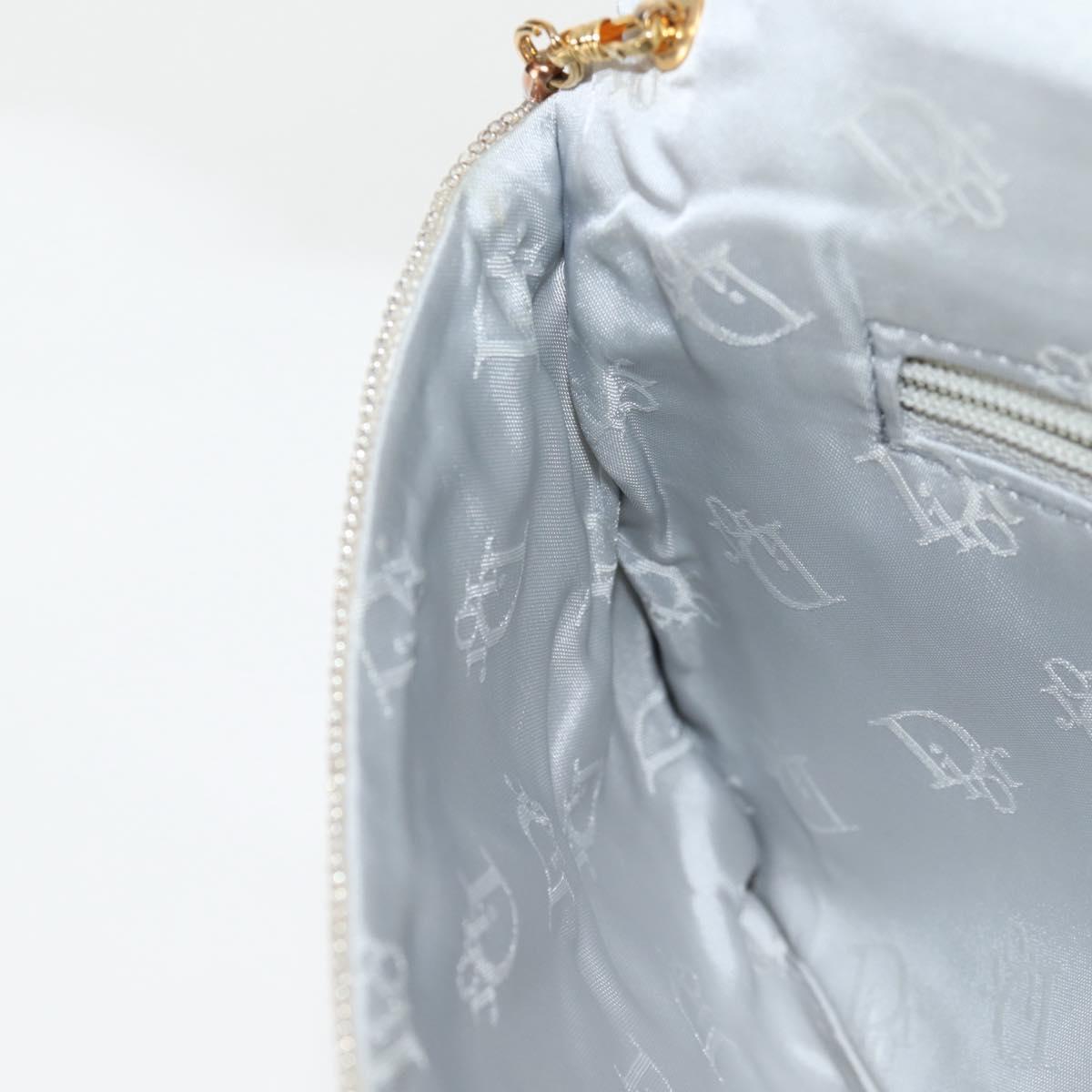 Christian Dior Shoulder Bag beads Silver Auth 118639V