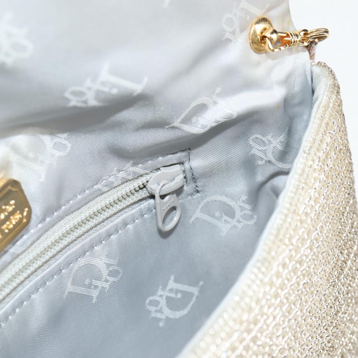 Christian Dior Shoulder Bag beads Silver Auth 118639V