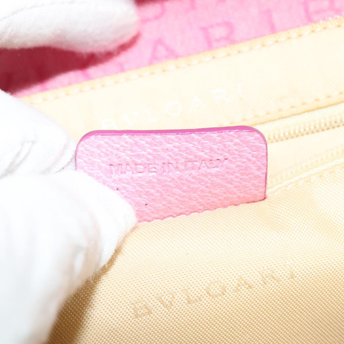 BVLGARI Shoulder Bag Canvas Silver Pink Auth 118640