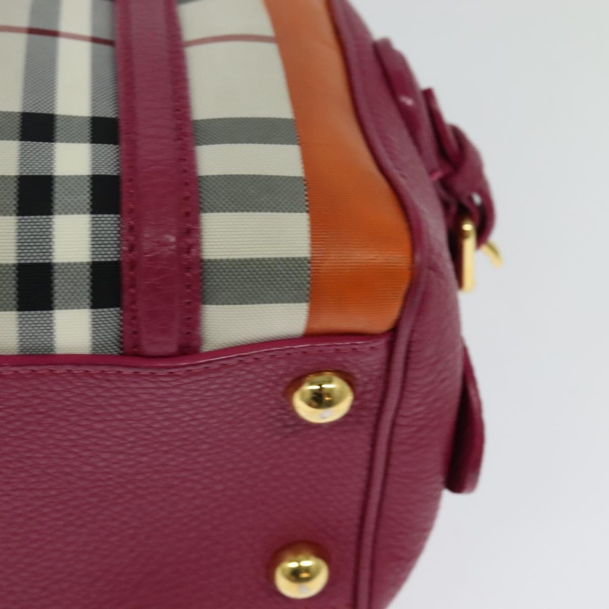 BURBERRY Nova Check Hand Bag Canvas 2way Beige Gold Auth 118645V
