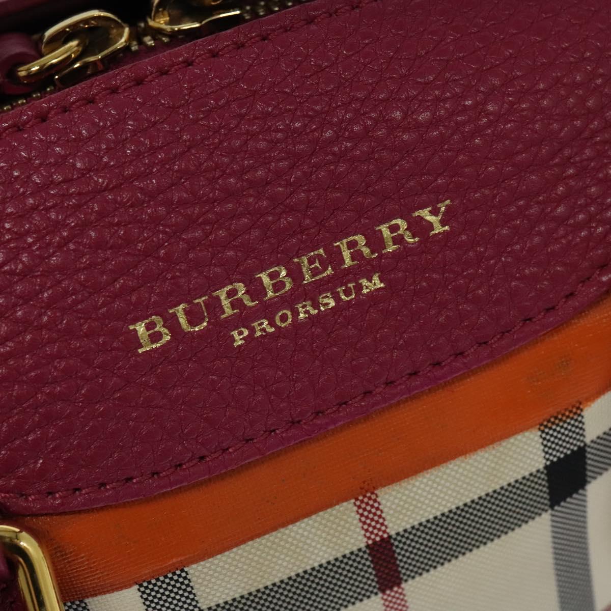 BURBERRY Nova Check Hand Bag Canvas 2way Beige Gold Auth 118645V