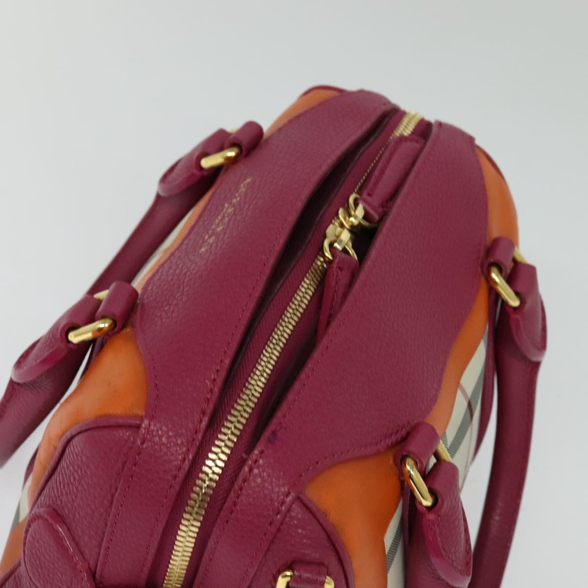 BURBERRY Nova Check Hand Bag Canvas 2way Beige Gold Auth 118645V