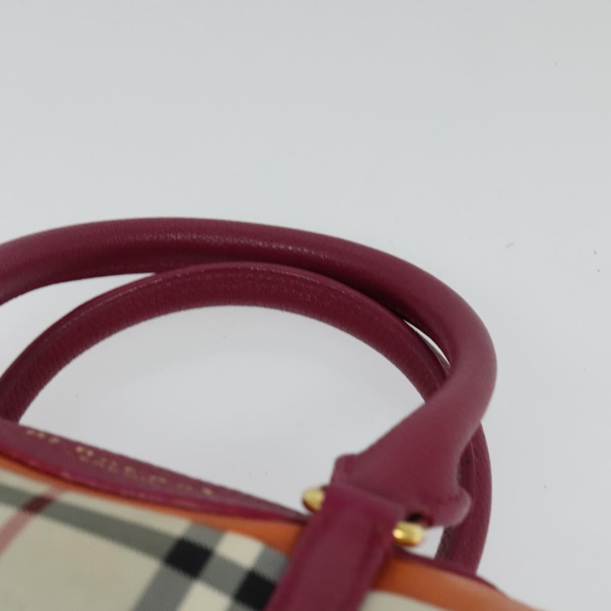 BURBERRY Nova Check Hand Bag Canvas 2way Beige Gold Auth 118645V