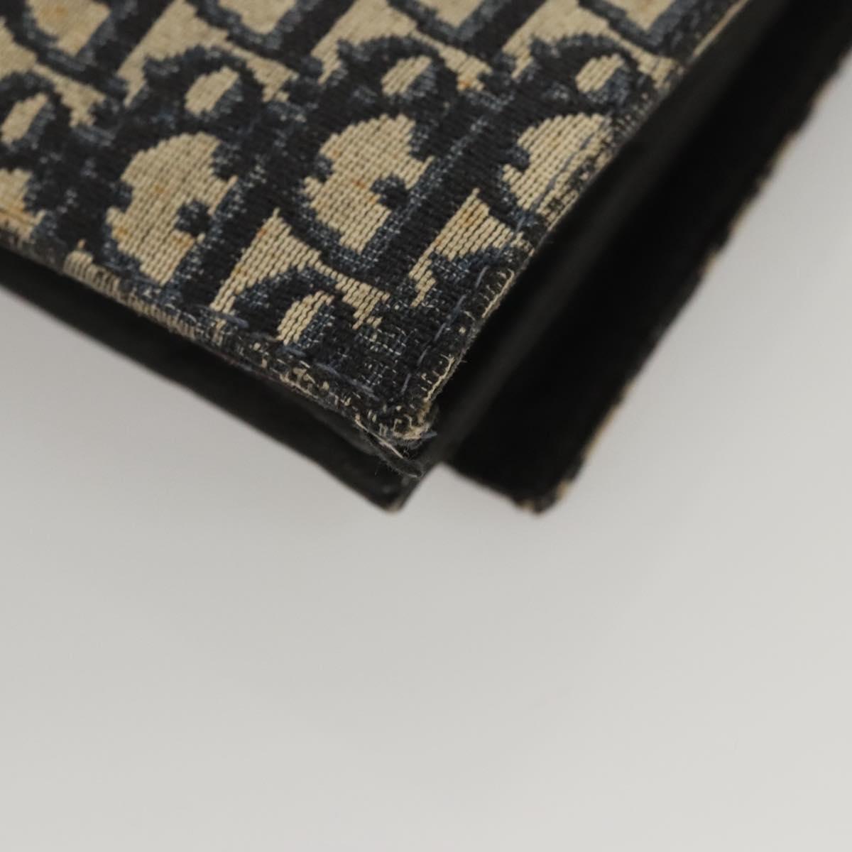 Christian Dior Trotter Canvas Clutch Bag Navy Gold Auth 118646