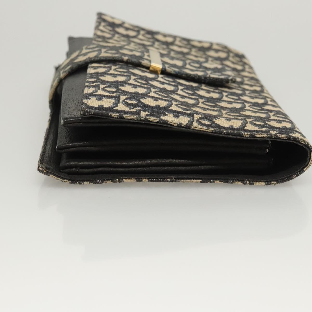 Christian Dior Trotter Canvas Clutch Bag Navy Gold Auth 118646