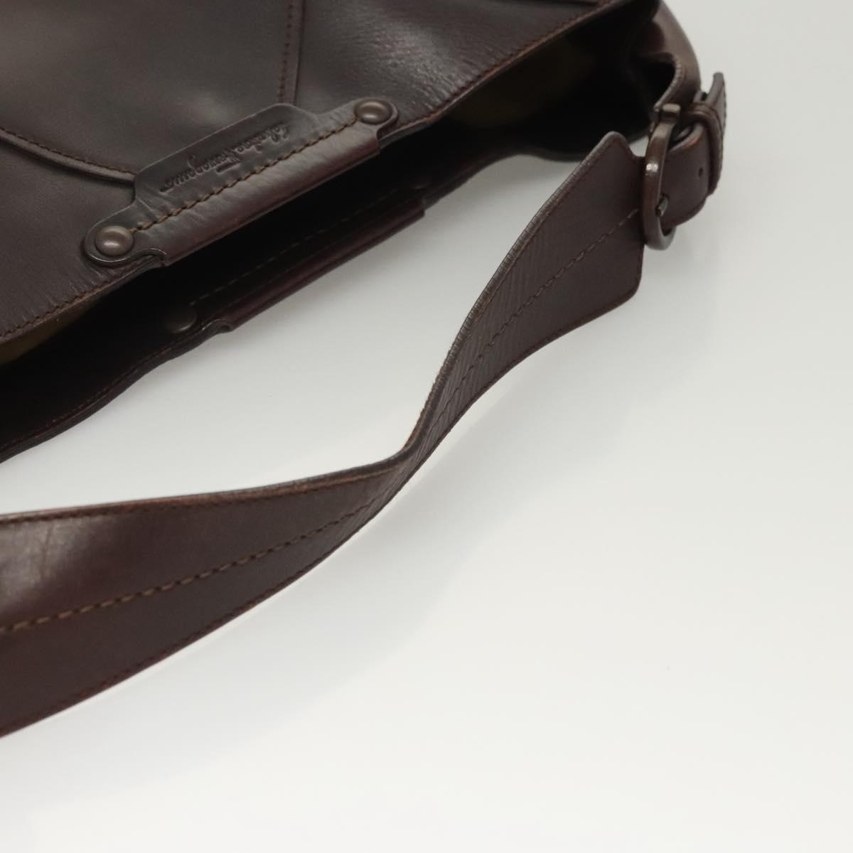 Salvatore Ferragamo Shoulder Bag Leather Brown Auth 118651