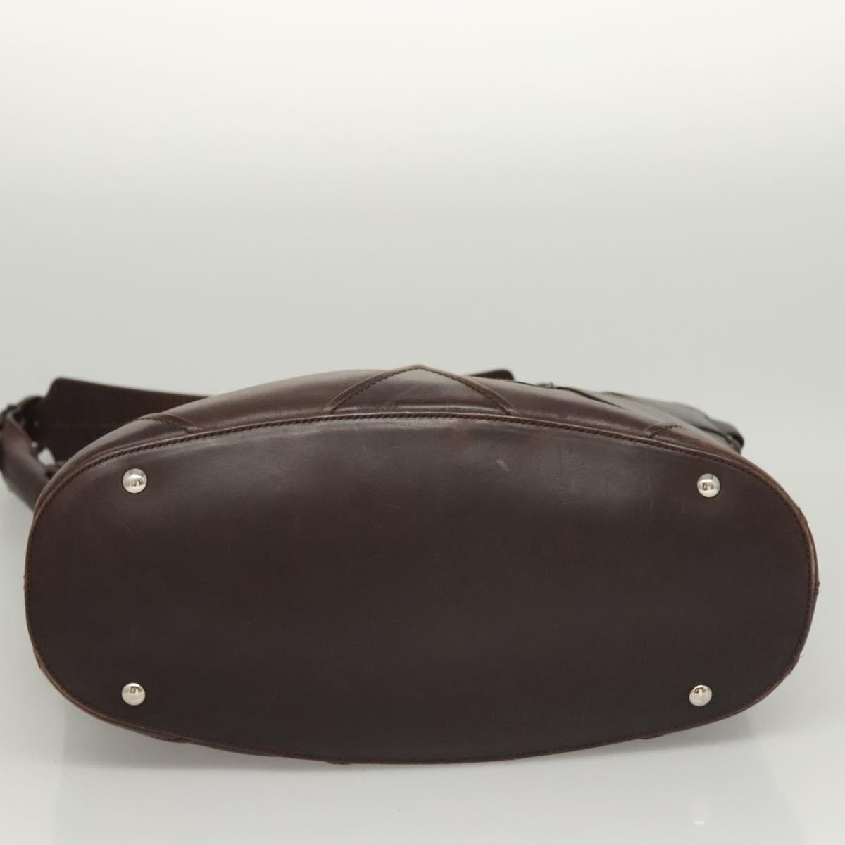 Salvatore Ferragamo Shoulder Bag Leather Brown Auth 118651