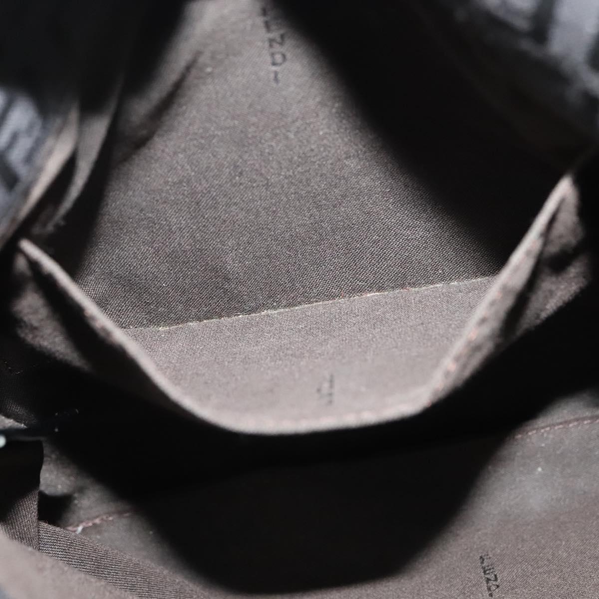 FENDI Zucchino Canvas Shoulder Bag Black Silver Auth 118655