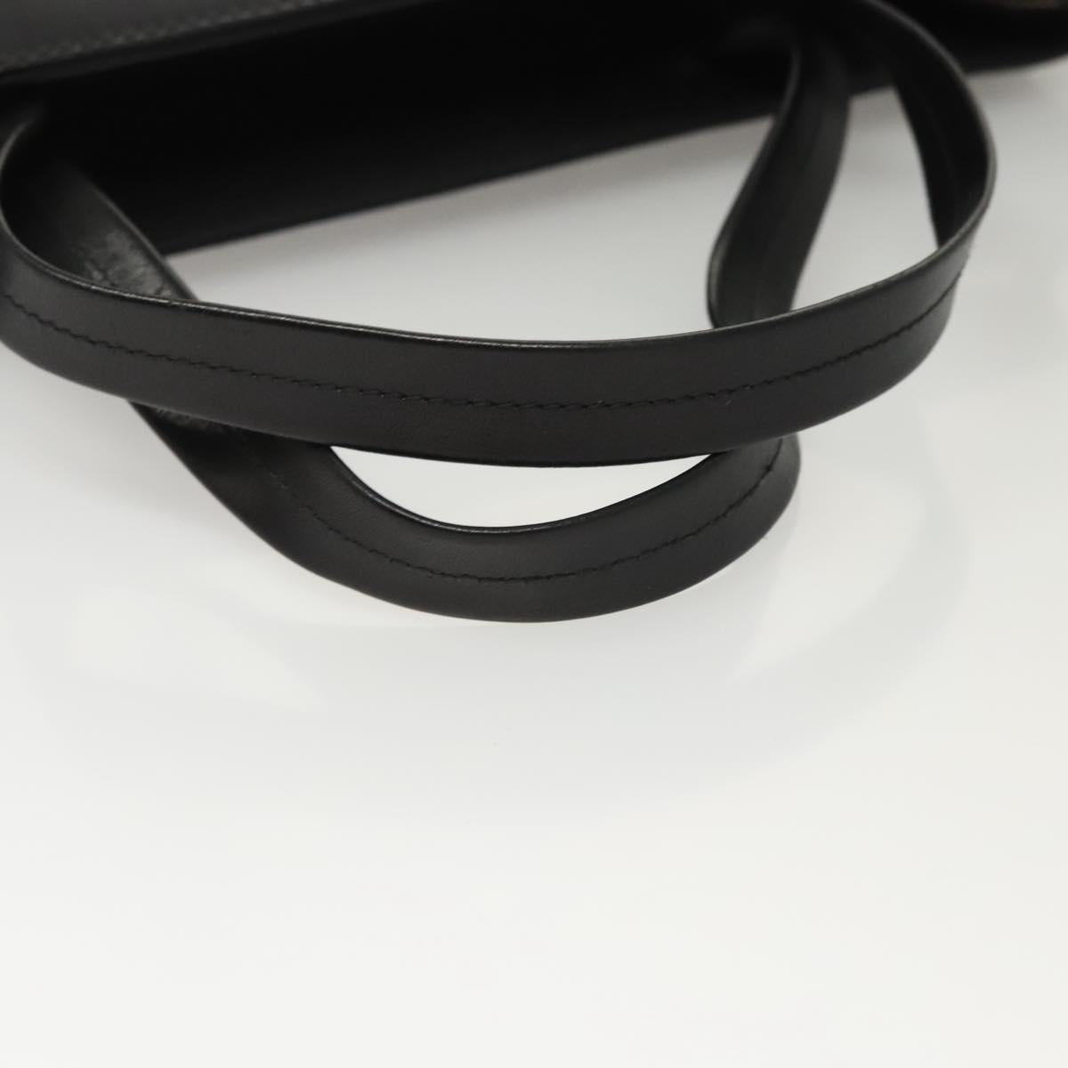 Salvatore Ferragamo Gancini Hand Bag Leather Silver Black Auth 118656