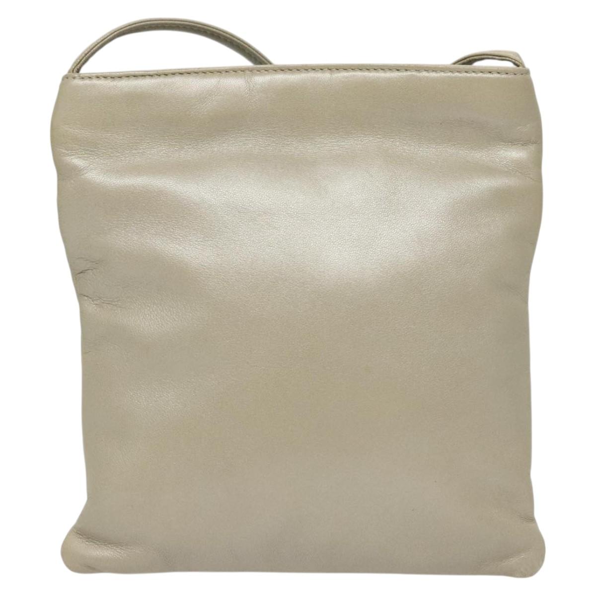 LOEWE Shoulder Bag Leather Gray Gold Auth 118663