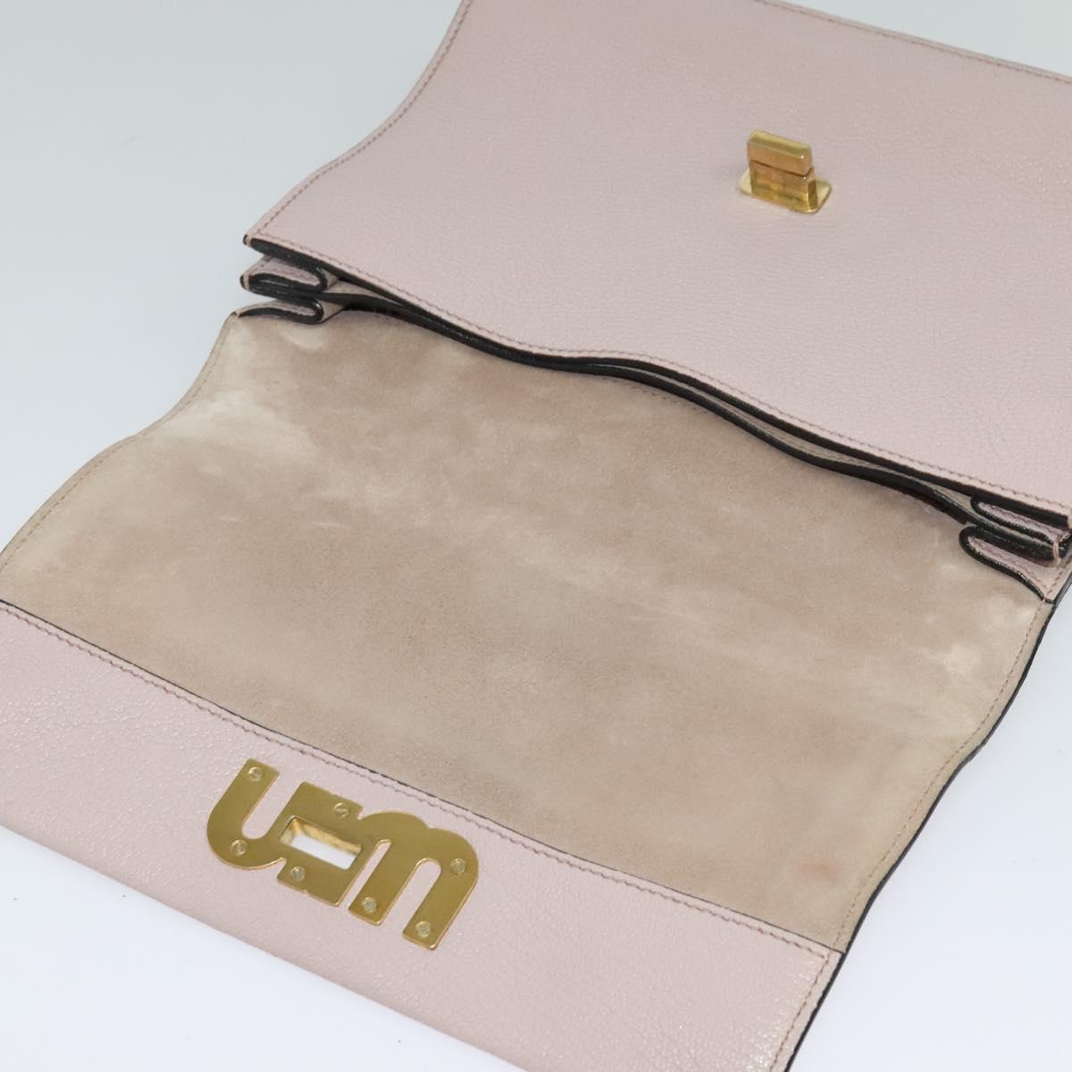 Miu Miu Hand Bag Leather 2way Pink Gold Auth 118666